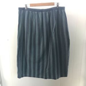 linen blend blue striped wrap midi skirt size 14/16